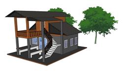 木质房屋住宅su模型(ID93044)