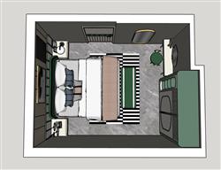 现代卧室房间设计su建模素材(ID93448)