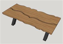 裂缝木纹桌子SU模型