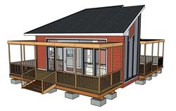 欧式红砖平房住宅sketchup模型库免费下载(ID93689)