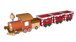 儿童玩具圣诞节小火车skp模型模式
