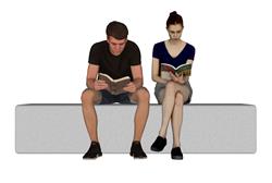 坐姿看书人物su模型(ID94862)