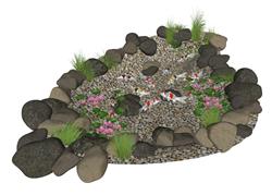 景观石头水池su模型(ID95559)