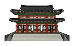 中式古建筑sketchup建筑模型