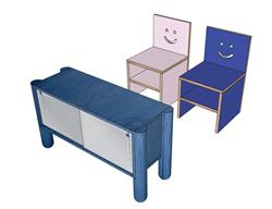 儿童桌椅SU模型(ID100682)