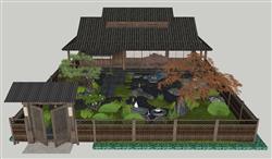 日式枯山水庭院SU模型(ID100806)