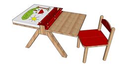 儿童桌画画桌SU模型(ID107403)