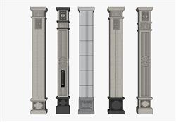 中式柱子柱角石柱免费su模型库