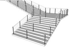 双跑台阶楼梯SU模型