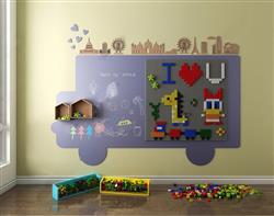 儿童墙积木墙玩具墙SU模型