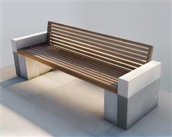 公园石凳长椅SU模型