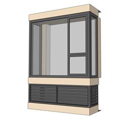 卧室窗飘窗空调外机SU模型