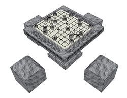 石桌上的象棋SU模型