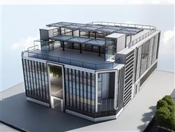 玻璃结构的办公楼SU模型