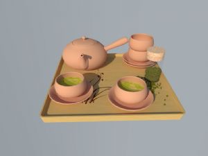 韩国风格茶道茶壶茶杯模型