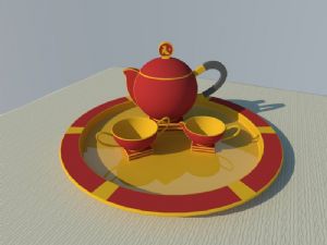 欧式茶壶茶杯茶具模型SU模型