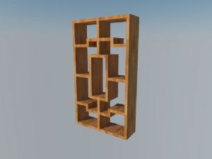 木制书架格子书架中式书柜SU模型