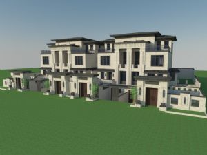 新中式联排别墅别墅建筑SU模型