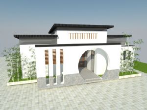 新中式公园厕所公厕SU模型