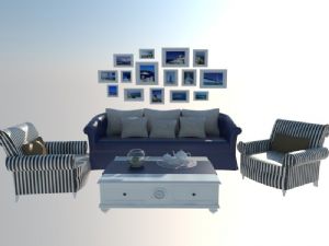 欧式沙发-茶几-照片墙装饰画-欧式茶杯