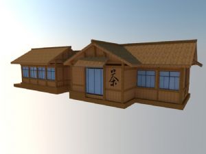 日式茶室木屋建筑模型