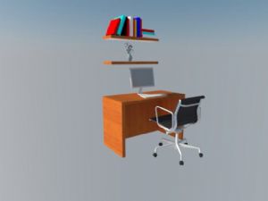 书桌电脑桌椅SU模型