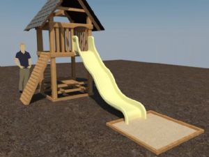 木制滑梯儿童游乐设施和沙堆SU模型