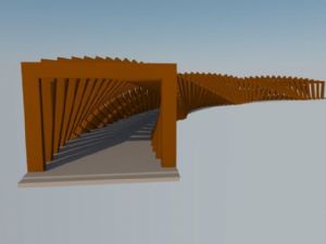 木质长形廊架的SU模型