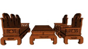 中式实木沙发SU模型
