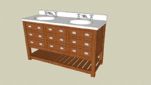 木质双洗手池SU模型