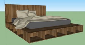 木制板床踏板SU模型