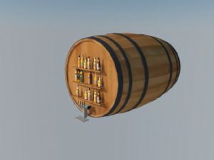 木制酒桶柜架SU模型