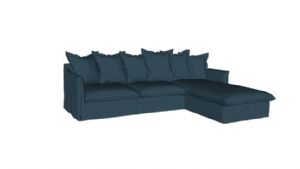 蓝色L型沙发SU模型