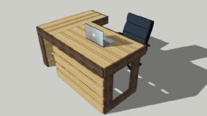 木制书桌办公SU模型