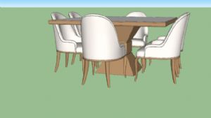 木质简约餐桌SU模型