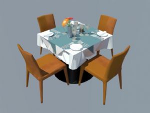 四方桌餐桌椅SU模型
