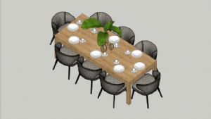 8人座餐桌椅SU模型