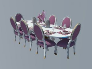 欧式现代餐桌SU模型