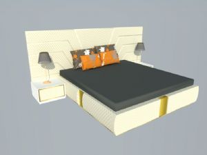 现代双人床床SU模型