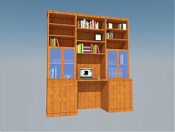 木质书柜书架SU模型
