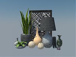 花瓶桌灯花盆植物SU模型