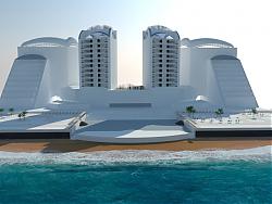 海边酒店建筑SU模型