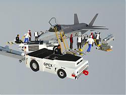 F35C战斗机-地勤人员-导弹装卸su模型