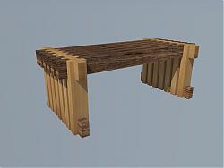 户外木质坐凳SU模型