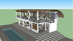 巴厘岛餐厅建筑SU模型