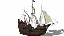 海盗船工艺品摆件SU模型