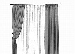 双层窗帘-窗帘杆模型