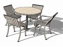 竹椅木桌椅桌椅SU模型