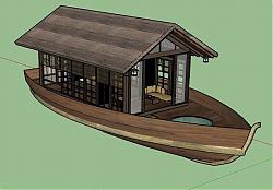中式观光船船SU模型
