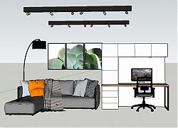 沙发-落地灯-电脑桌-轨道灯su模型库素材